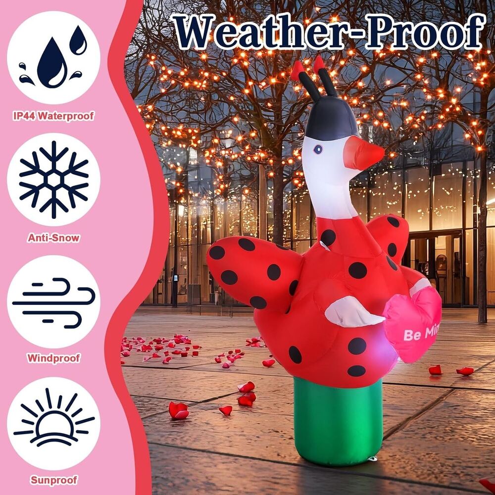 Valentines Inflatable Porch Goose 5ft Goose Ladybug Be Mine Light Up NEW